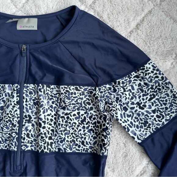 Athleta | Navy Half Zip Long Sleeve Rashguard Swimsuit Top | Size Small - Picture 4 of 8